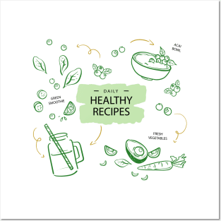 Healthy Food Recipes Posters and Art